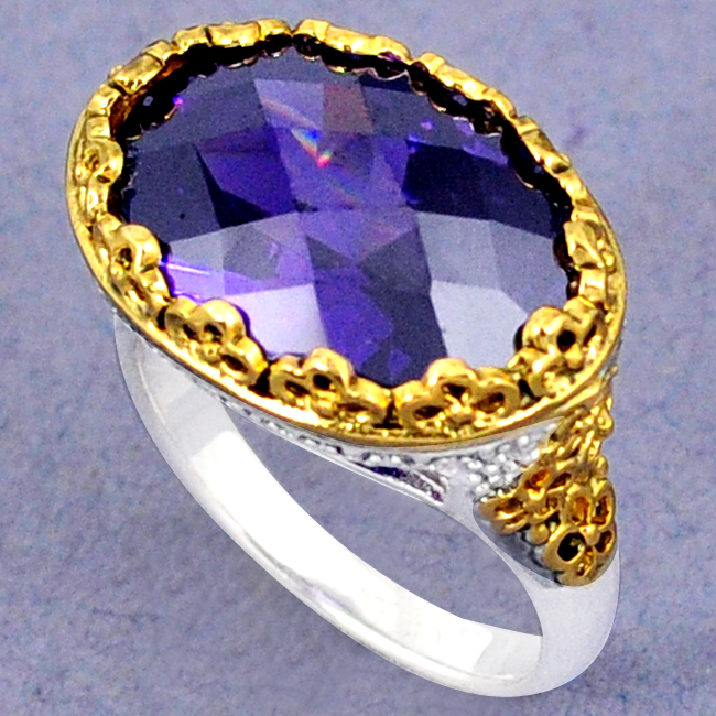 Purple Amethyst Sold Silver Solitaire Ring